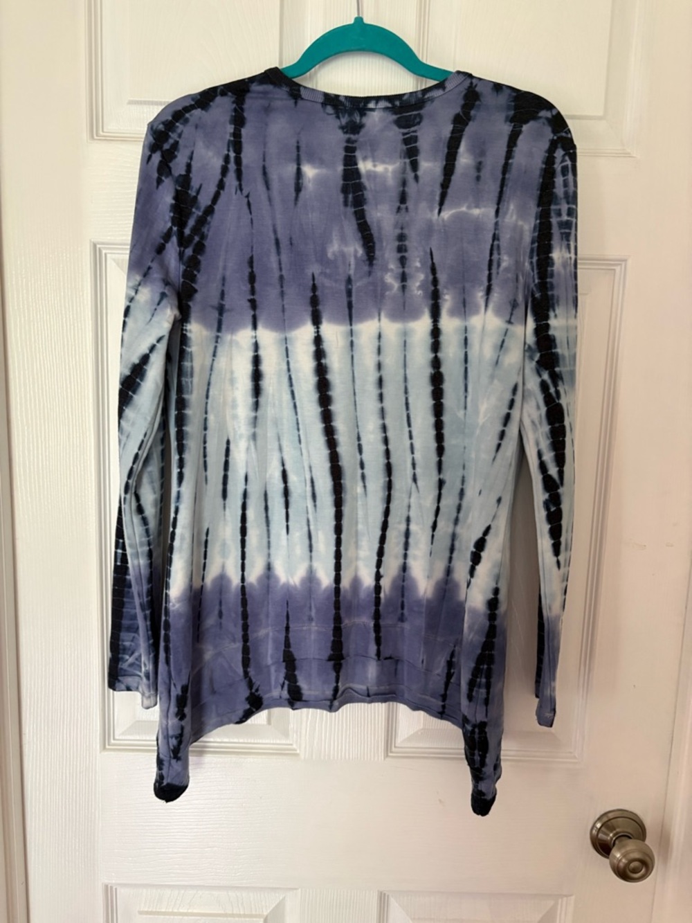 Tie-Dye V-Neck Long Sleeve Top - Purple Blue Boho Lightweight Women’s Shirt XL - Picture 5 of 7